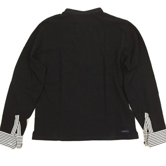 SOPHNET. Japan Striped Cuffs Henley Button Slit Hem Long Sleeve Shirt - Picture 10 of 10